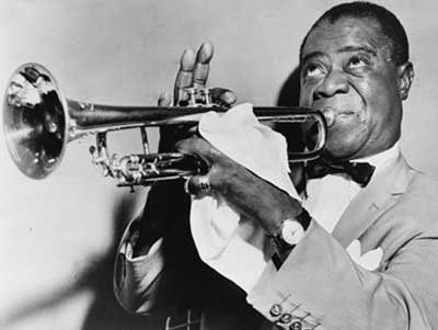 Louis Armstrong with trumpet